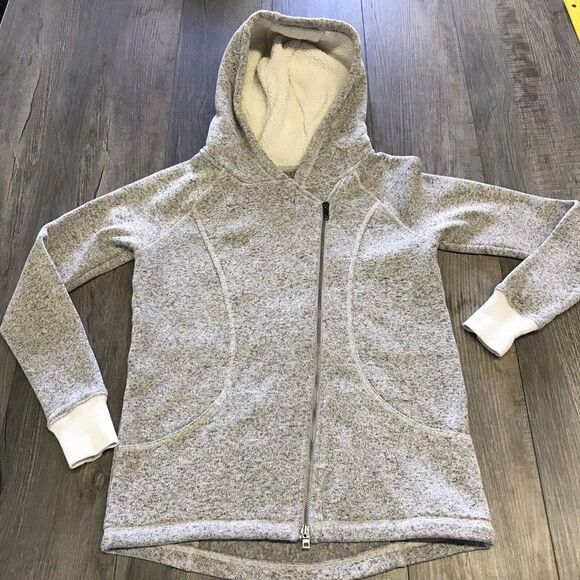 Zella Womens Gray Sweater Knit Asymmetrical ZIp Hooded Jacket Athleisure Small - Picture 6 of 12
